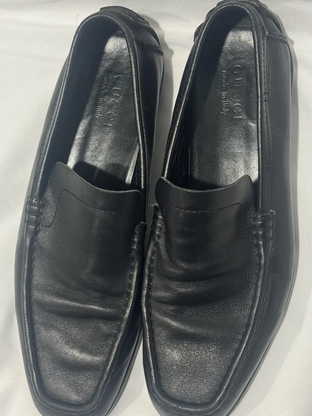 Gucci Black Leather Driving Loafers Men’s 10.5D Made in Italy